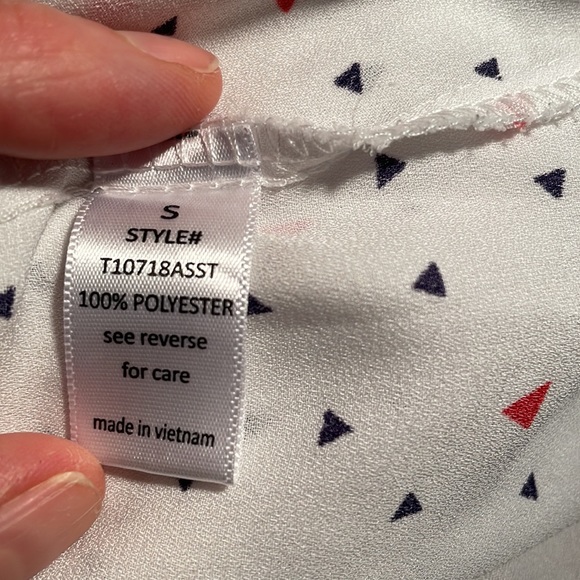 Active USA White with Red & Blue Triangles Long Sleeve or Button Up 3/4 Sleeve S - Picture 14 of 16